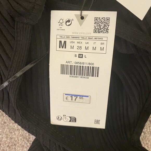 Zara Ribbed Cotton Blend Cut Out Bodysuit Women’s Black Size M - Medium - NWT - Picture 13 of 15